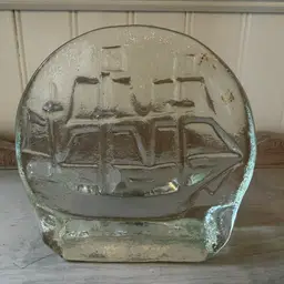 Pilgrim Glass Company sailing ship bookend