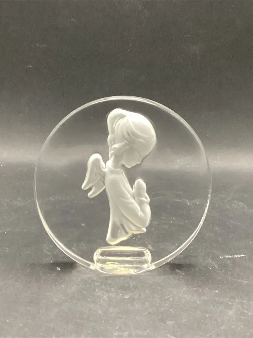 Clarenbridge Crystal Ireland Praying Angel clear & frosted Glass decorative