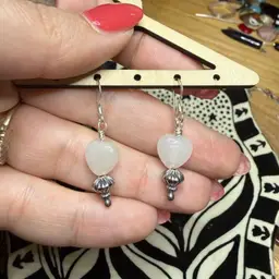 Jade Heart And Sterling Silver Earrings