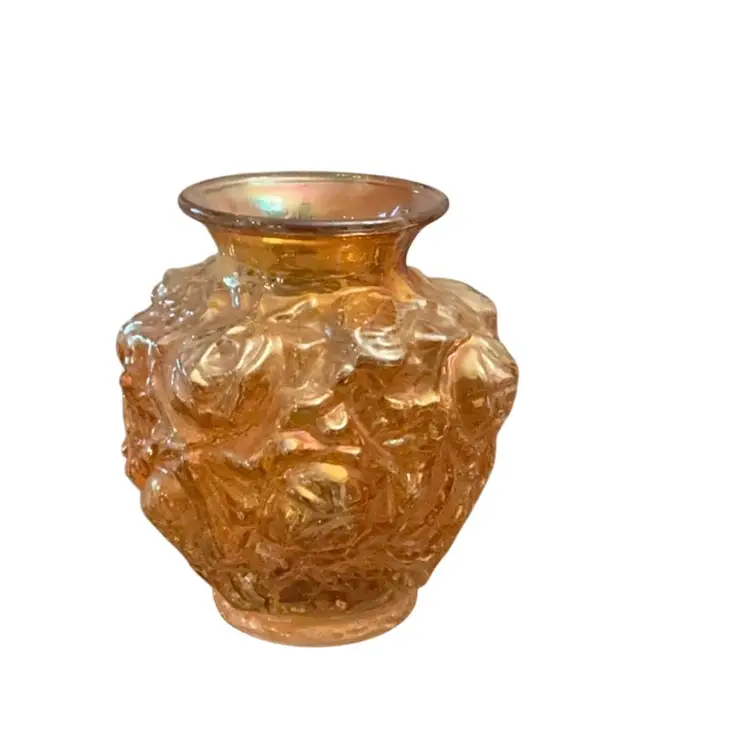 Imperial Glass Company La Bella Rosa Marigold Carnival Vase 6 1/2” X 5”