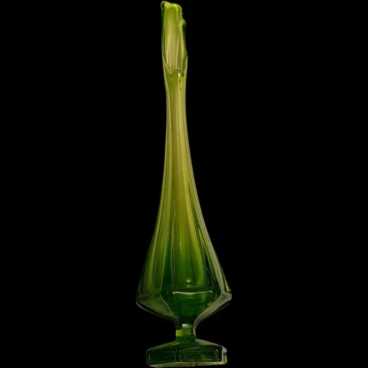 Viking Column Green Swung Glass Vase 14.25”