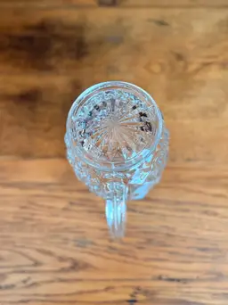 Vintage Anchor Hocking Wexford Clear Glass Creamer Pitcher – 5 Inch Footed Pressed Glass – Farmhouse Table Decor – Quilted Diamond Pattern