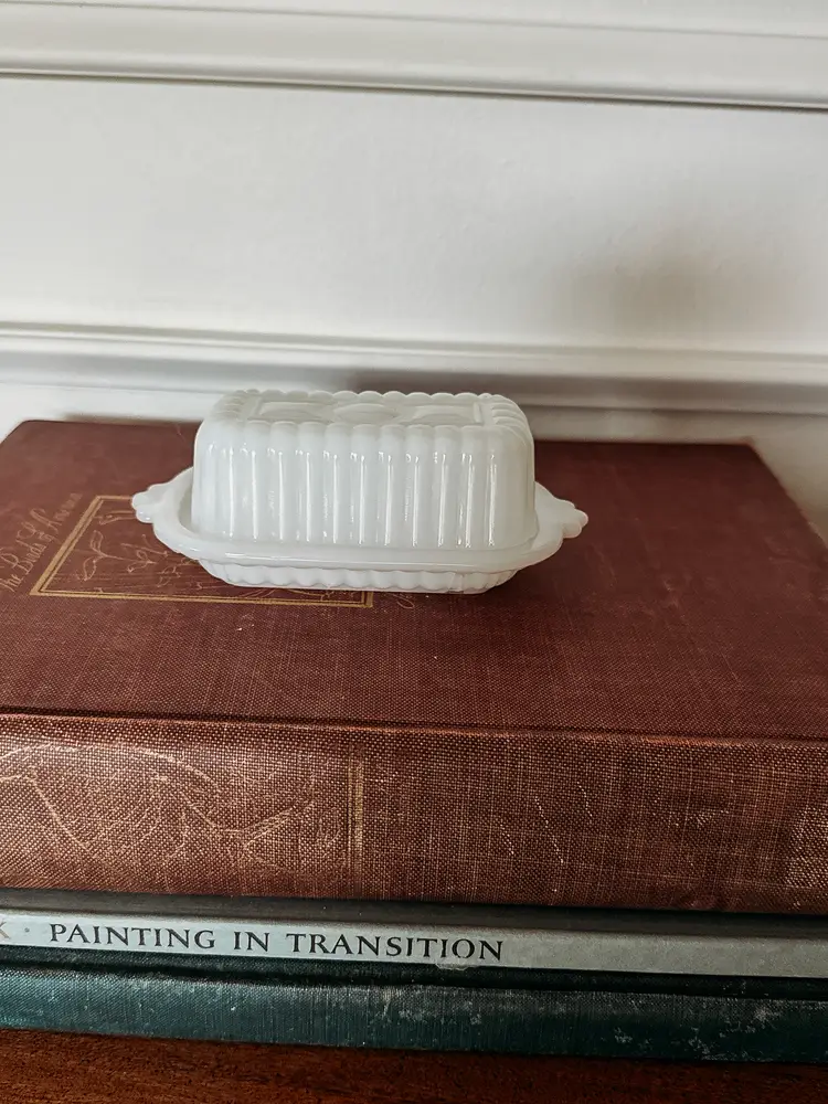 Hazel-Atlas Milk Glass Half-Stick Butter Dish