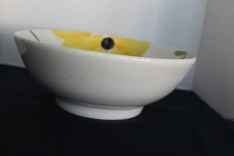 Vintage Ceramica Made In Italy Hand Painted with Yellow Flowers 11” Pasta Bowl