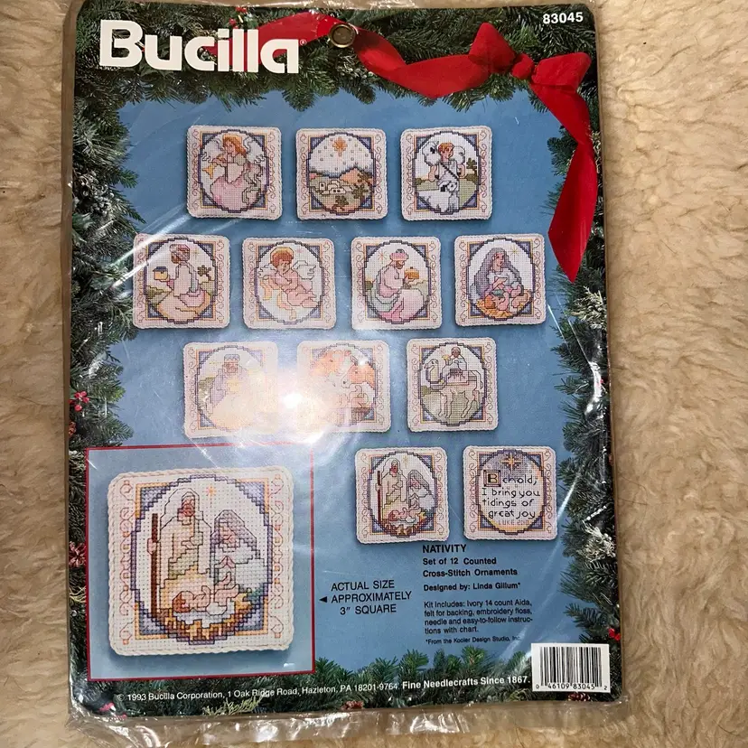 NOS Vintage 1993 Bucilla Nativity Counted Cross Stitch Ornament Kit by Linda Gillum