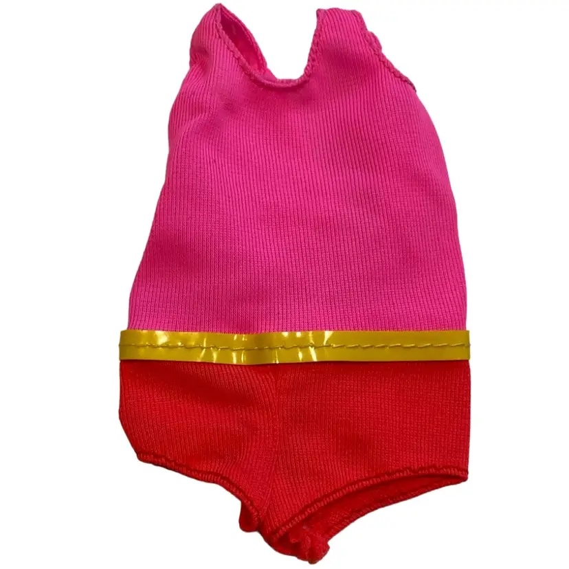 Vintage Francie Doll TNT Swimsuit Pink Yellow Belt Twist n Turn 1967 Mattel Barbie
