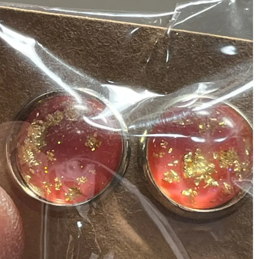 Gold Glitter/Foil Stud Earrings Made By Me