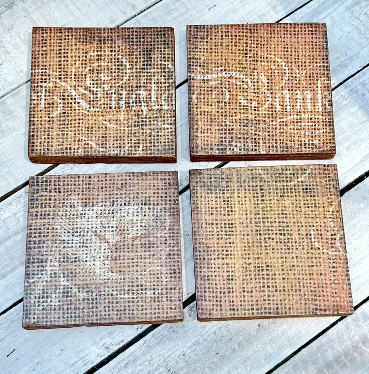 #21 Decoupaged Burlap Coasters
