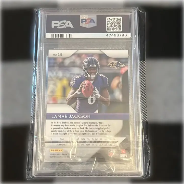 2018 Panini Prizm Lamar Jackson RC Graded PSA 9 MINT Rookie Slab #212