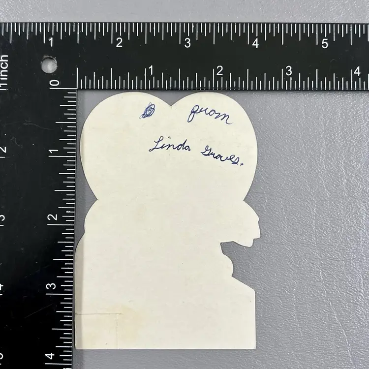 Vintage Die Cut Valentine Card Ostrich Bird In The Sand Of Time I Want You 3.75"