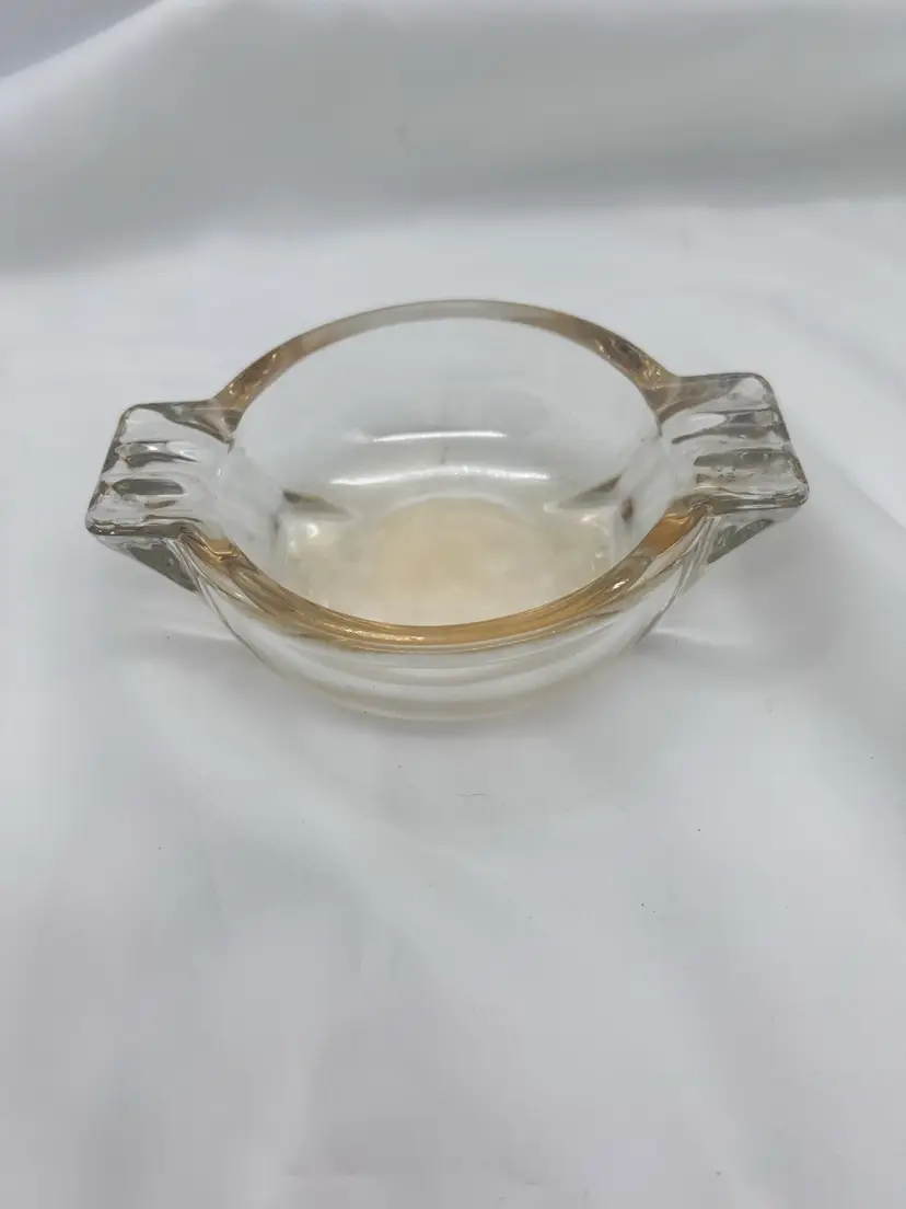 2036B Art Deco Ashtray Depression Glass Clear To Gold/Amber
