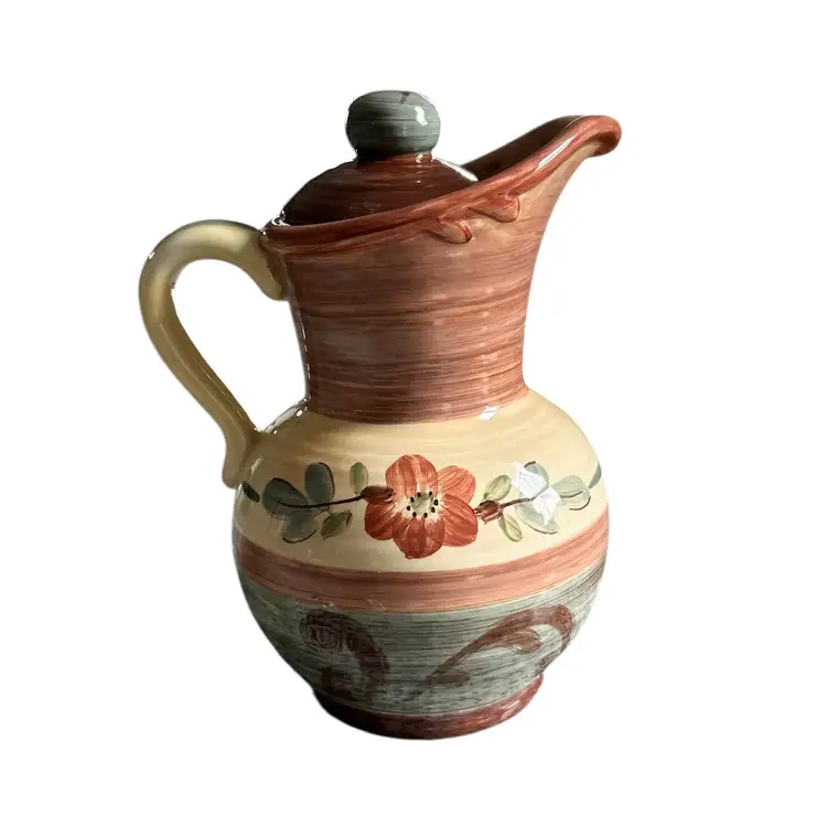 Pamala Gladding Certified International Tuscan Landscape Oil Jar Pitcher & Lid