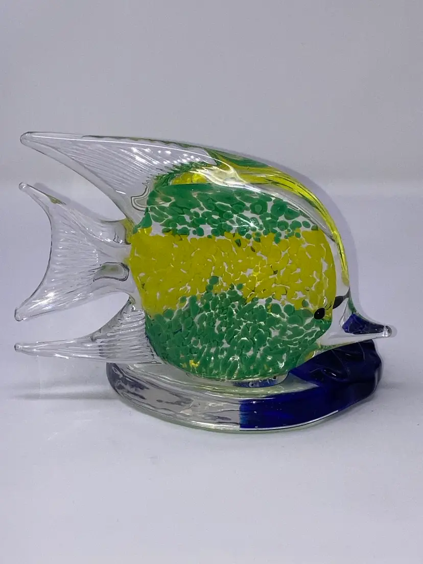 Tropical Moorish Idol Fish Art Glass Votive Candle Holder! 4” Tall 5 1/2” Wide!