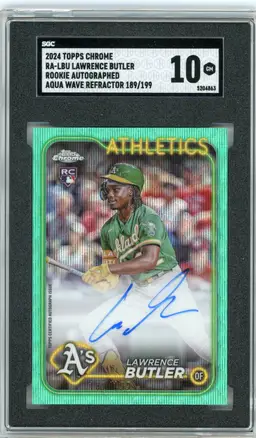 2024 Topps Chrome Lawrence Butler Rookie Auto Aqua Wave Refractor #/199