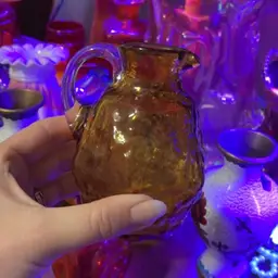 Amber Textured Glass Pitcher Vase