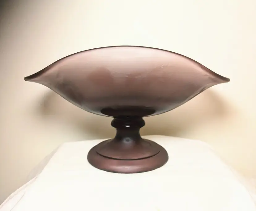 Rare Amethyst/Purple Satin (frosted) Glass Compote - Mid century modern