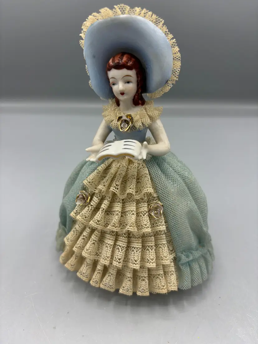 Vintage Lace & Porcelain Lady reading book