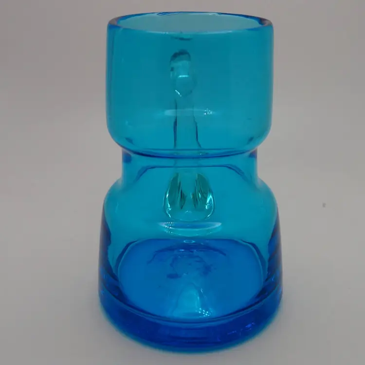 Blown Glass Turquoise Blue Mug Cup No Signature Applied Handle 12 Ounces