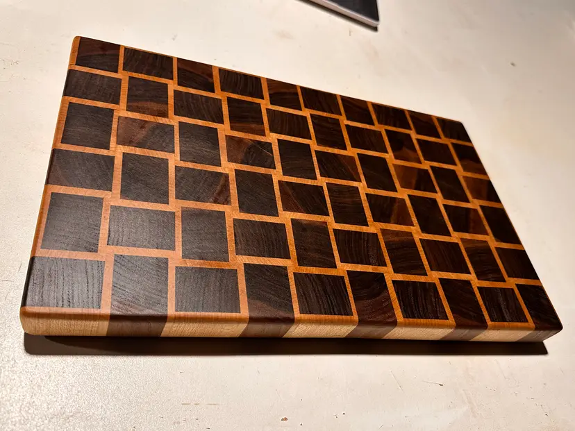 Artisan Maple & Walnut End Grain Cutting Board - Butcher Block Style
