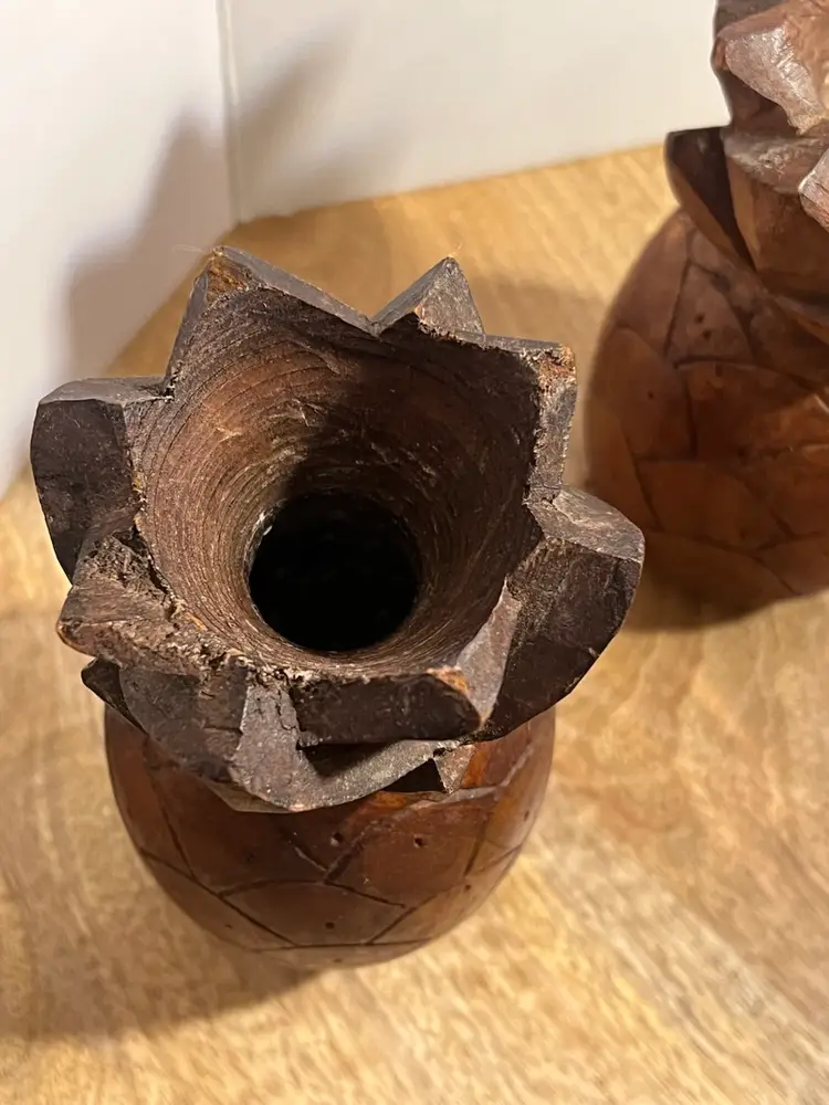 Wood Pineapple Candle Holders