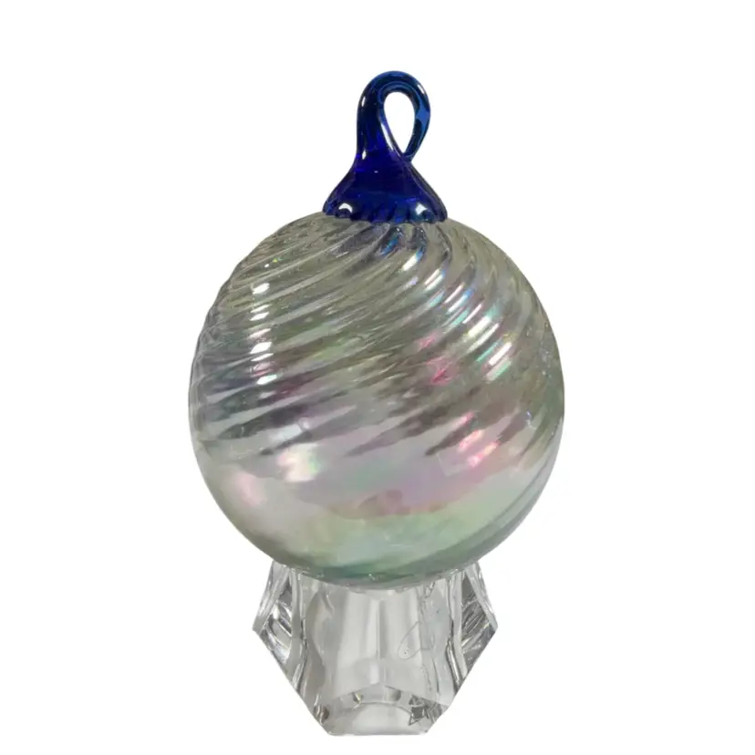 032. 3” Iridescent Blown Glass Ornaments Orb