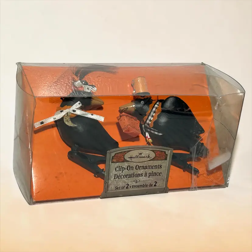 Hallmark Halloween Black Raven Crow Clip-On Ornaments New