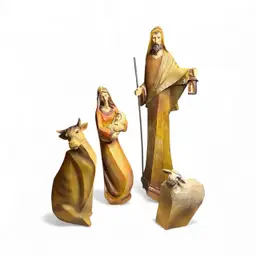 Tii Collections Modernist Resin 4pc Nativity Set Mary Joseph Baby Cow Sheep Box