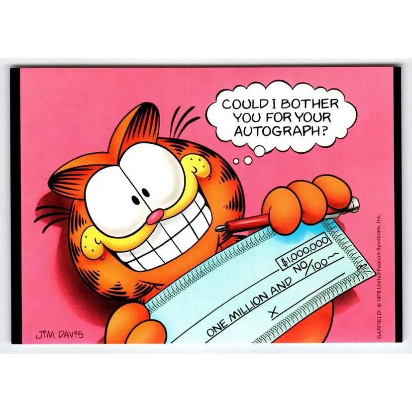 Garfield Cat Postcard Bother You For Autograph Jim Davis Comic Orange Tabby 1978