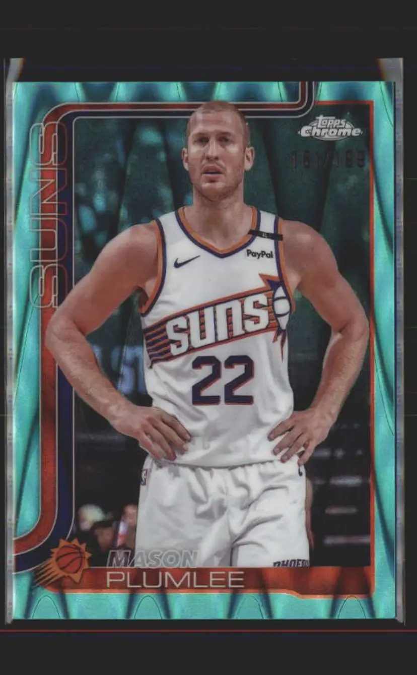 2025-26 Topps Chrome #106 Mason Plumlee Aqua RayWave Refractor #/199 - (137) - Phoenix Suns