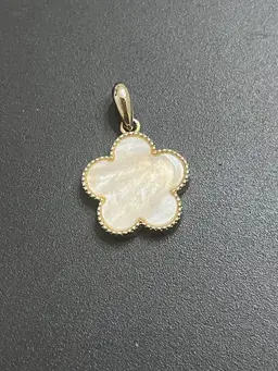 Pink Silvertone Flower Pendant
