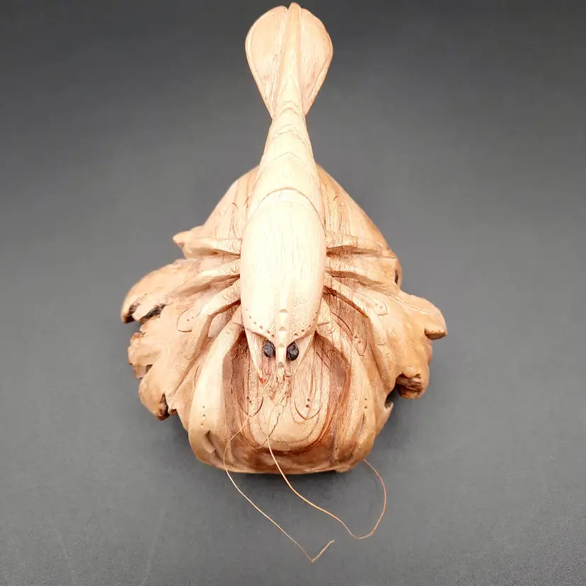 Lobster Parasite Wood Carving Art Figurine