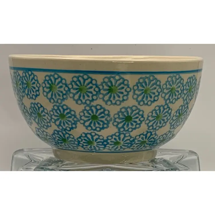 Boleslawiek VTG Polish Pottery Bowl “Daisies” Pattern. Handmade