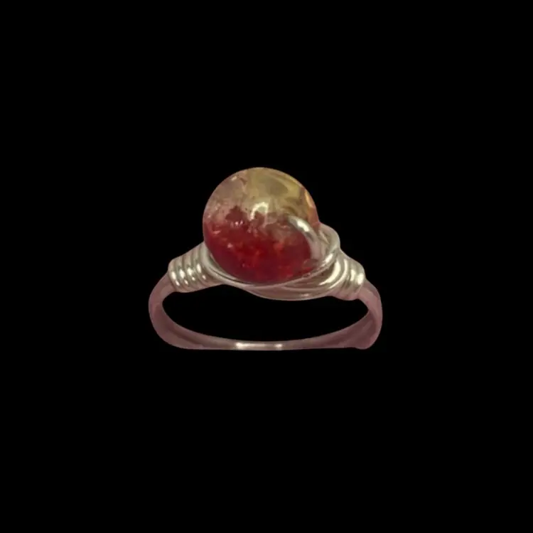 Red Glass Bead Ring