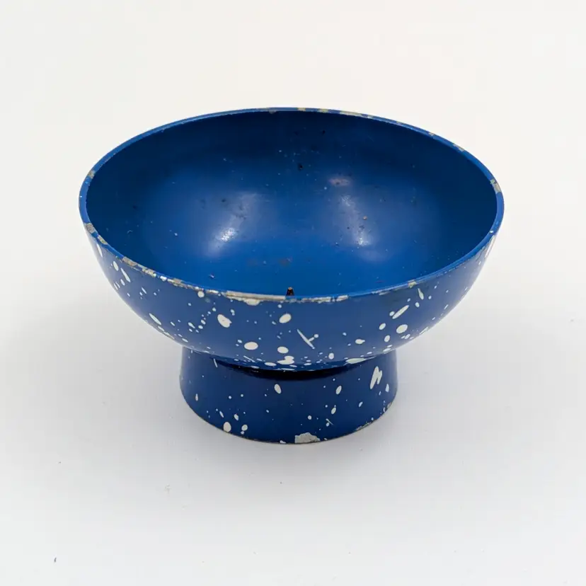 Blue Splattered Enamel Candle Holder