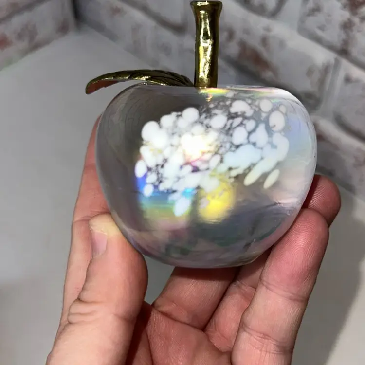 VTG Clear Iridescent 3.7”  Paperweight Maybe 70s