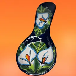 Mexican Talavera Pottery Folk Art Spoon Rest, 10 1/2"