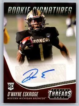 D’Wayne Eskridge 2021 Panini Threads Draft Picks Rookie Signatures Auto #TS-DWE.