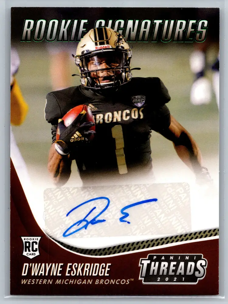D’Wayne Eskridge 2021 Panini Threads Draft Picks Rookie Signatures Auto #TS-DWE.