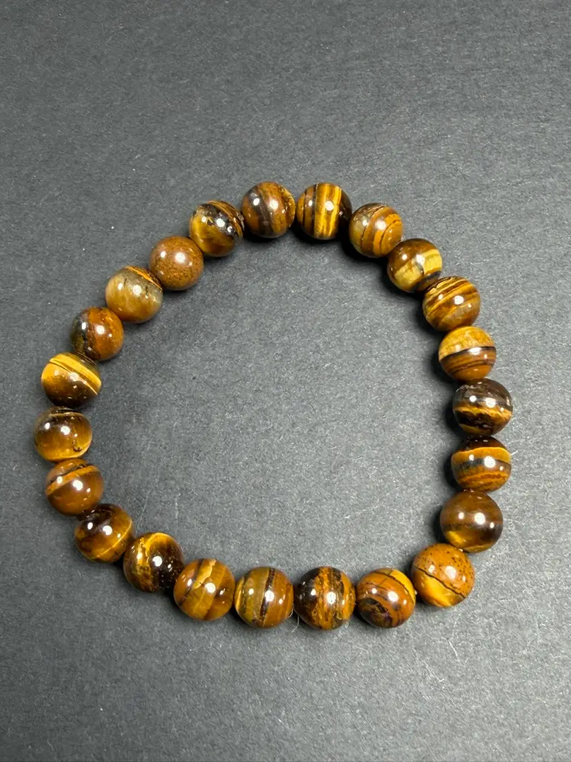Natural Tigers Eye Stretch Bracelet 8.4mm Beads Stone Crystal 6.5" Healing