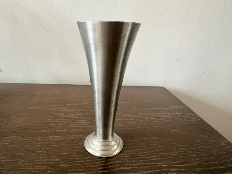 Vintage Pewter Trumpet Vase Fredericton Aitkens Canada 6" Tall