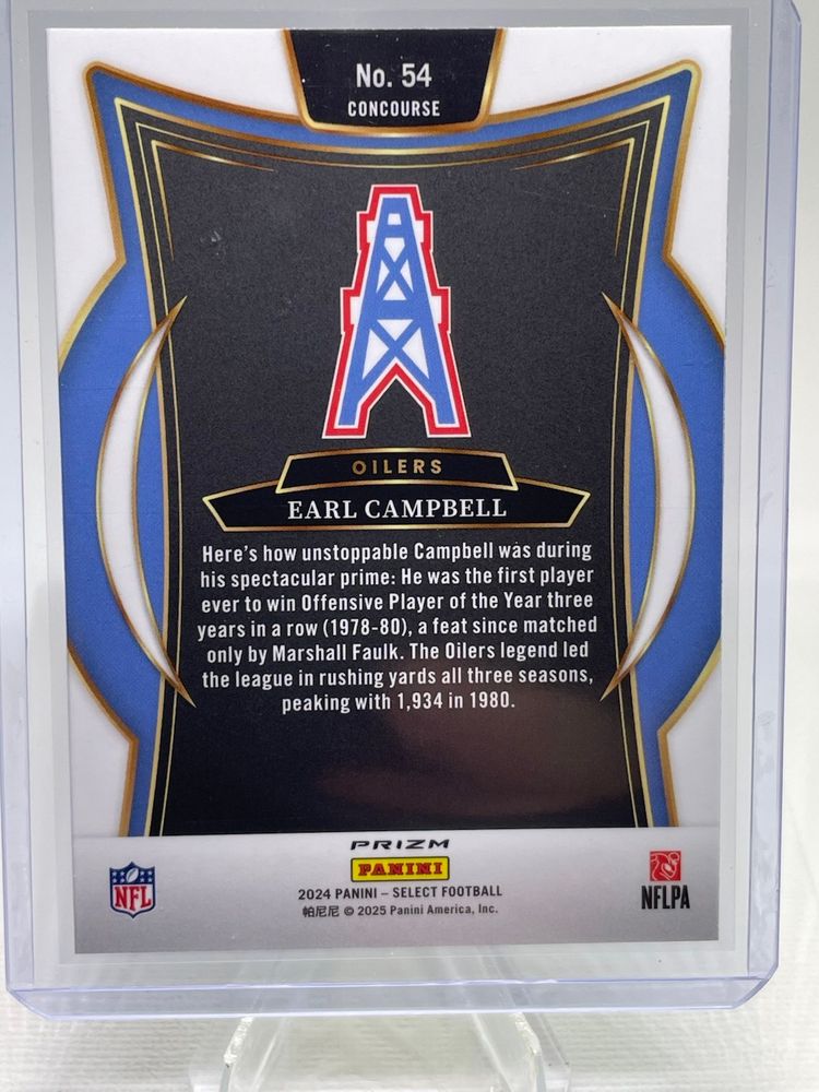 2024 Panini Select - Concourse Earl Campbell #54 Green & Yellow Shock Prizm