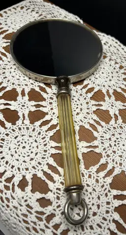 Antique Victorian Celluloid Hand Held Mirror 12x5 1/2