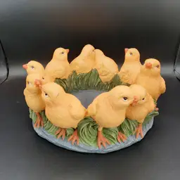 Circle of Baby Chicks Easter Candle Ring Centerpiece Table Decor