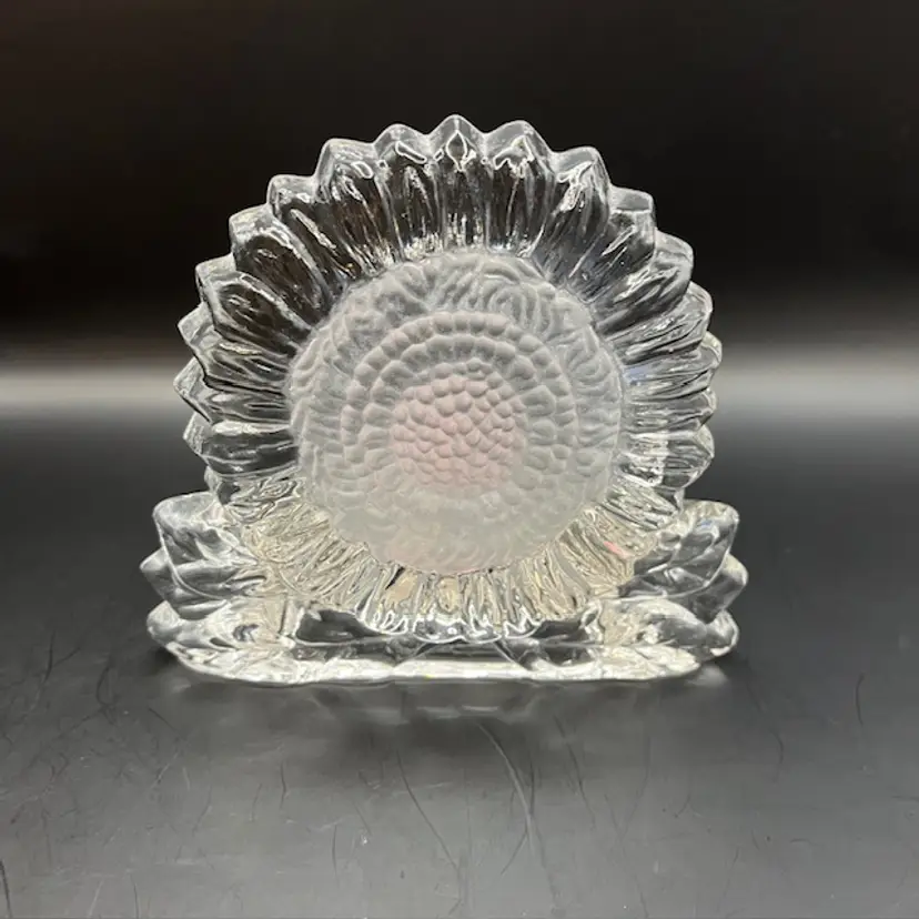 Glass Sunflower Party Lite Tea Light Candleholder 4" tall