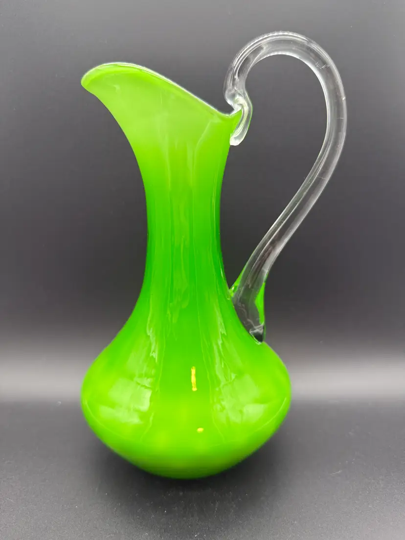 Empoli Lime Green and White Cased Pitcher 9"