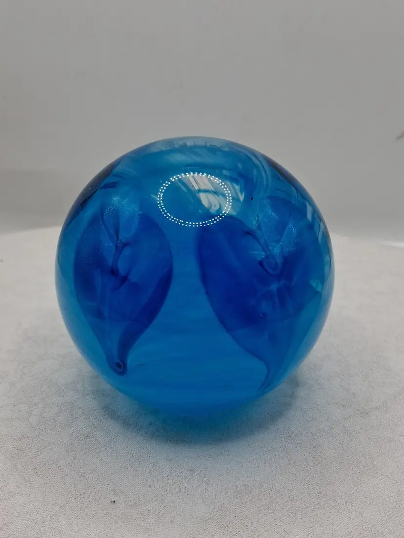 #01 Vintage Prestige Glass 1995 Blue With Blue Hearts Version Paperweight