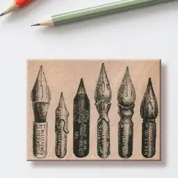 Vintage Pen Tips Rubber Stamp