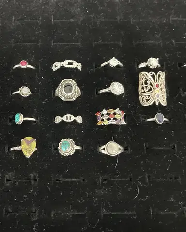 💎Sterling Sliver Moissanite Rings~Estate Jewelry Auction Unboxing💎