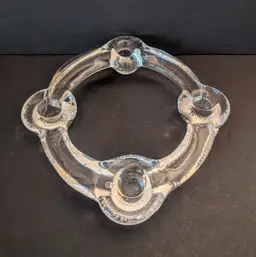 Vintage Pukeberg Glass Ice Ring Candle holder MCM Staffon Gellerstedt Sweden