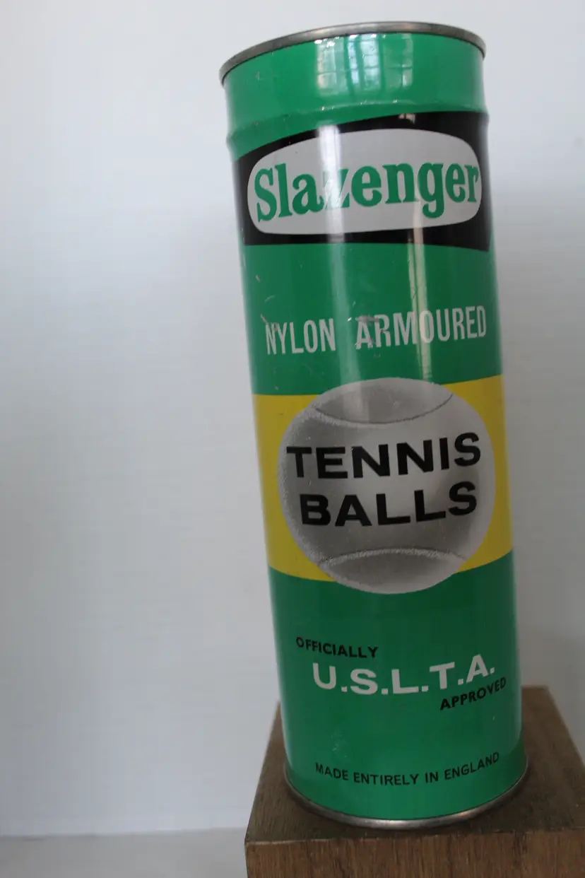 RARE Vintage Slazenger Tennis Balls SEALED Metal Tube Can Key Wind